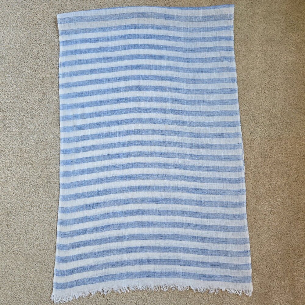 Club Monaco Linen Stripe Scarf Blue & White - Picture 8 of 8